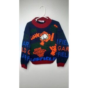 J.J. Poole VTG‎ 90s Garfield SLAM DUNK Childrens Knit Sweater J J Poole